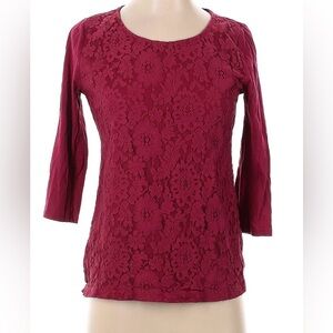 LOFT Outlet Small Women's lace mix top, S 3/4 Sleeve